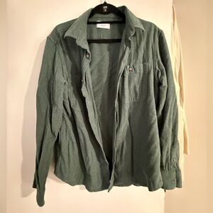Old Navy Men's Forest Green Button Down Flannel Shirt Sz Large